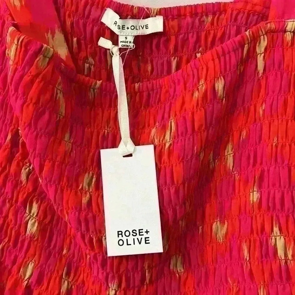 Rose & Olive Pink and Orange Sleeveless Top with Ruching Size Small NEW NWT - Picture 2 of 4